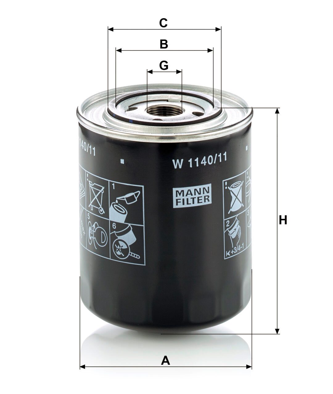 Mann W 1140/11 Hydraulic Oil Filter W114011
