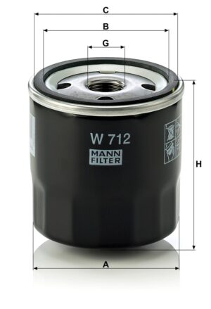 Mann W712 oil filter 76mm diameter hydraulic filter
