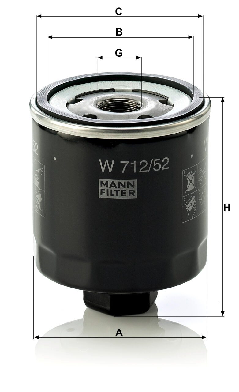 Mann W 712/52 Oil Filter W71252