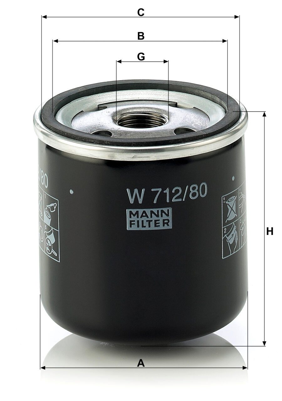 Mann W 712/80 Oil Filter W71280