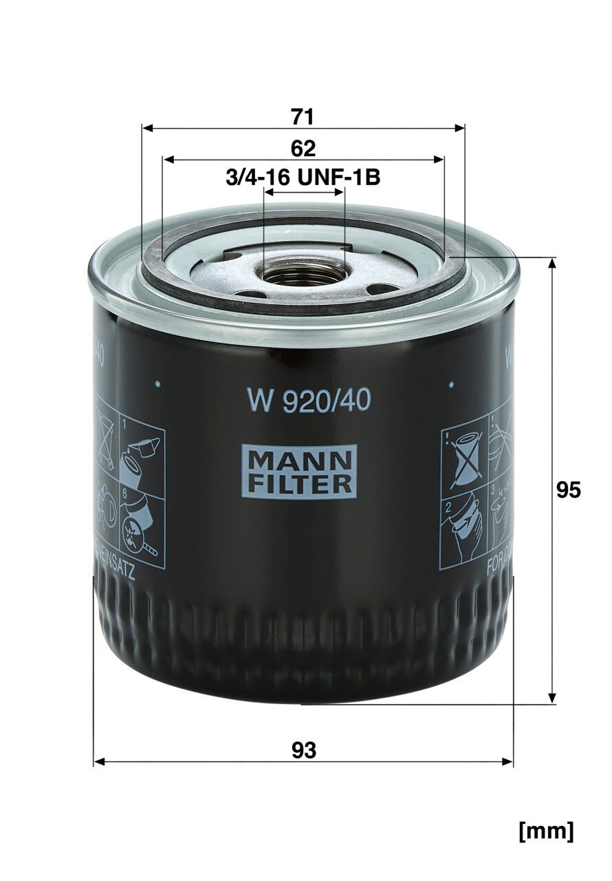 Mann W 920/40 Hydraulic Oil Filter W92040