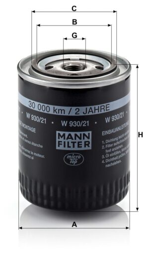 Mann W 930/21 Oil Filter W93021