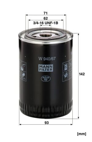 Mann W 940/67 Oil Filter W94067