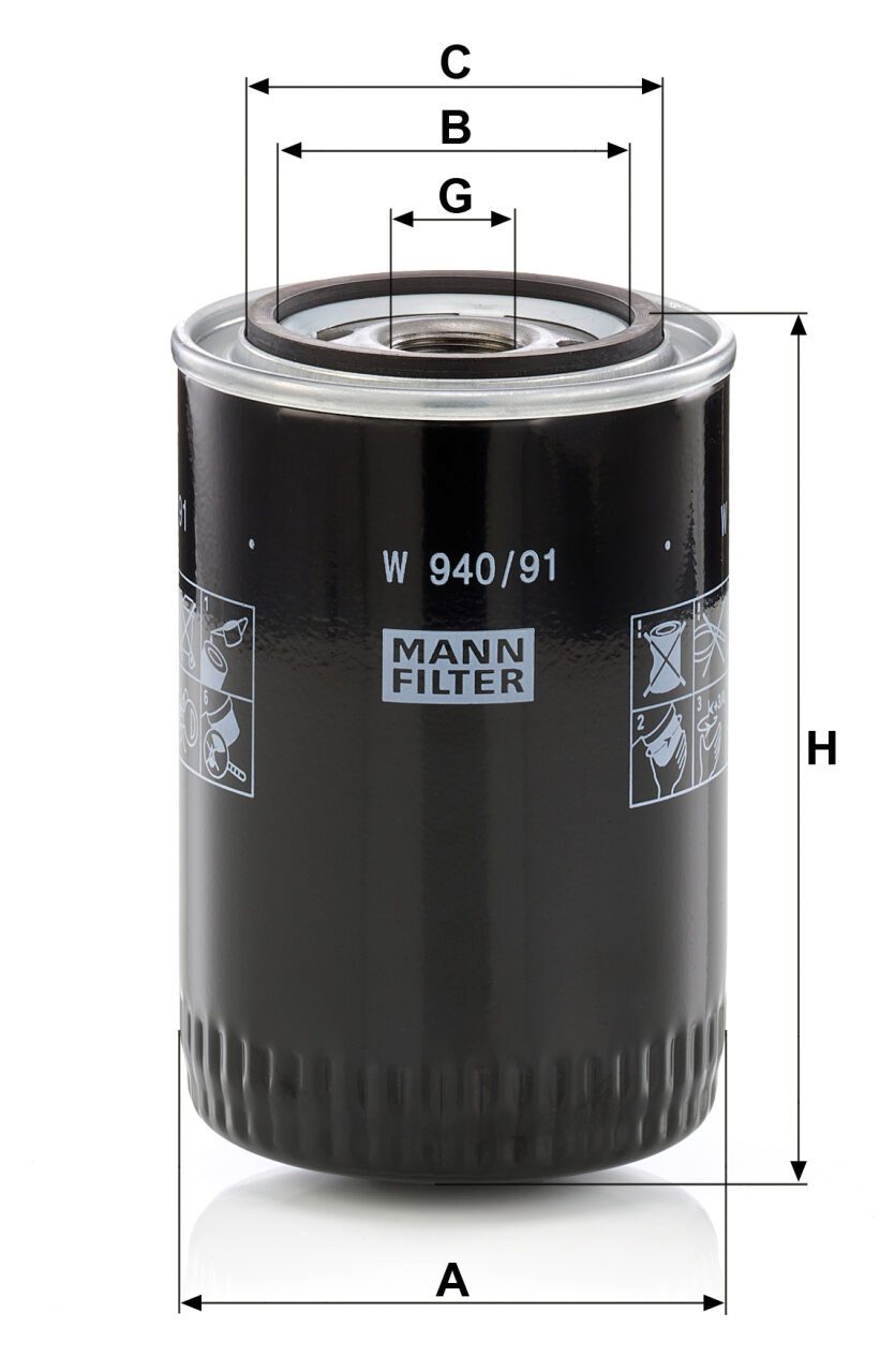 Mann W 940/91 Oil Filter W94091