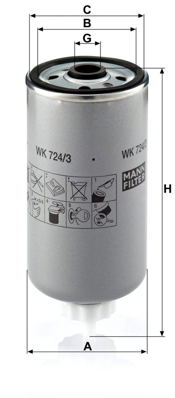Mann WK 724/3 Fuel Filter WK7243