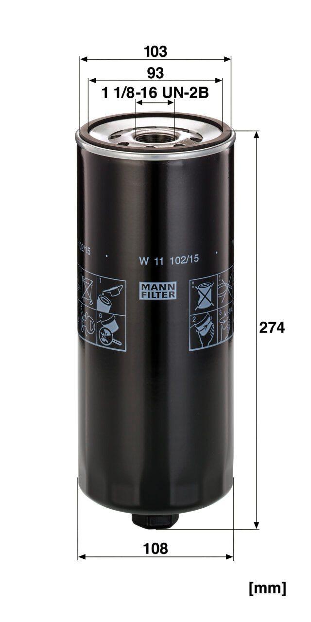 Mann W 11 102/15 Oil Filter W1110215