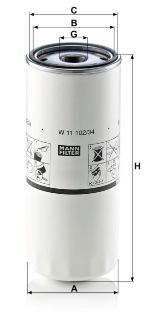 Mann W 11 102/34 Oil Filter W1110234