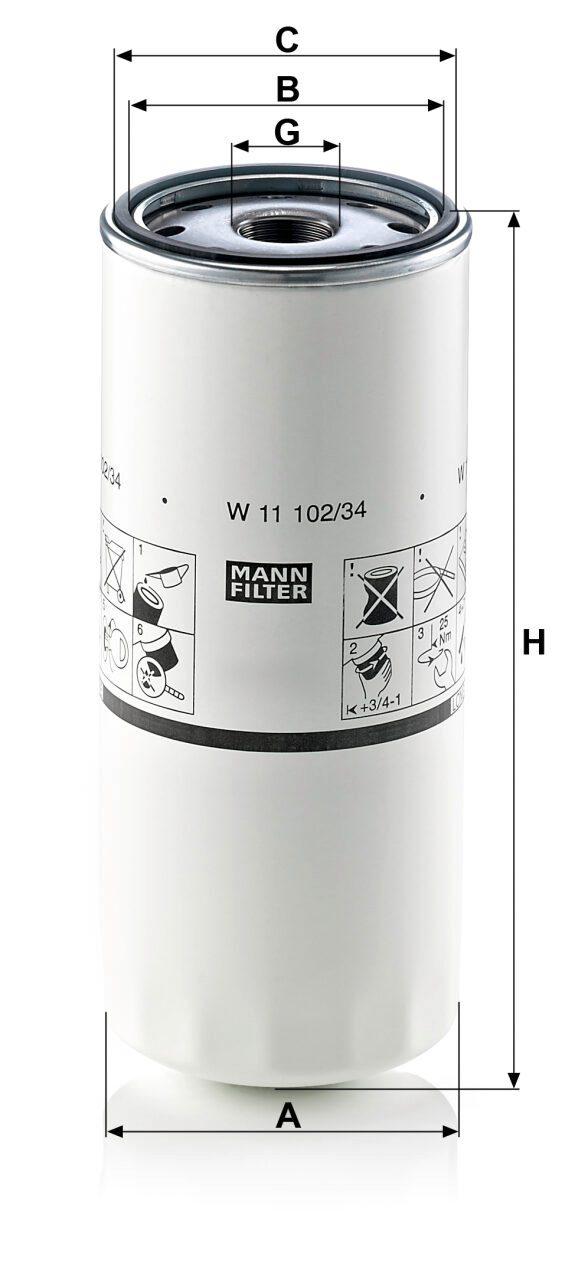 Mann W 11 102/34 Oil Filter W1110234