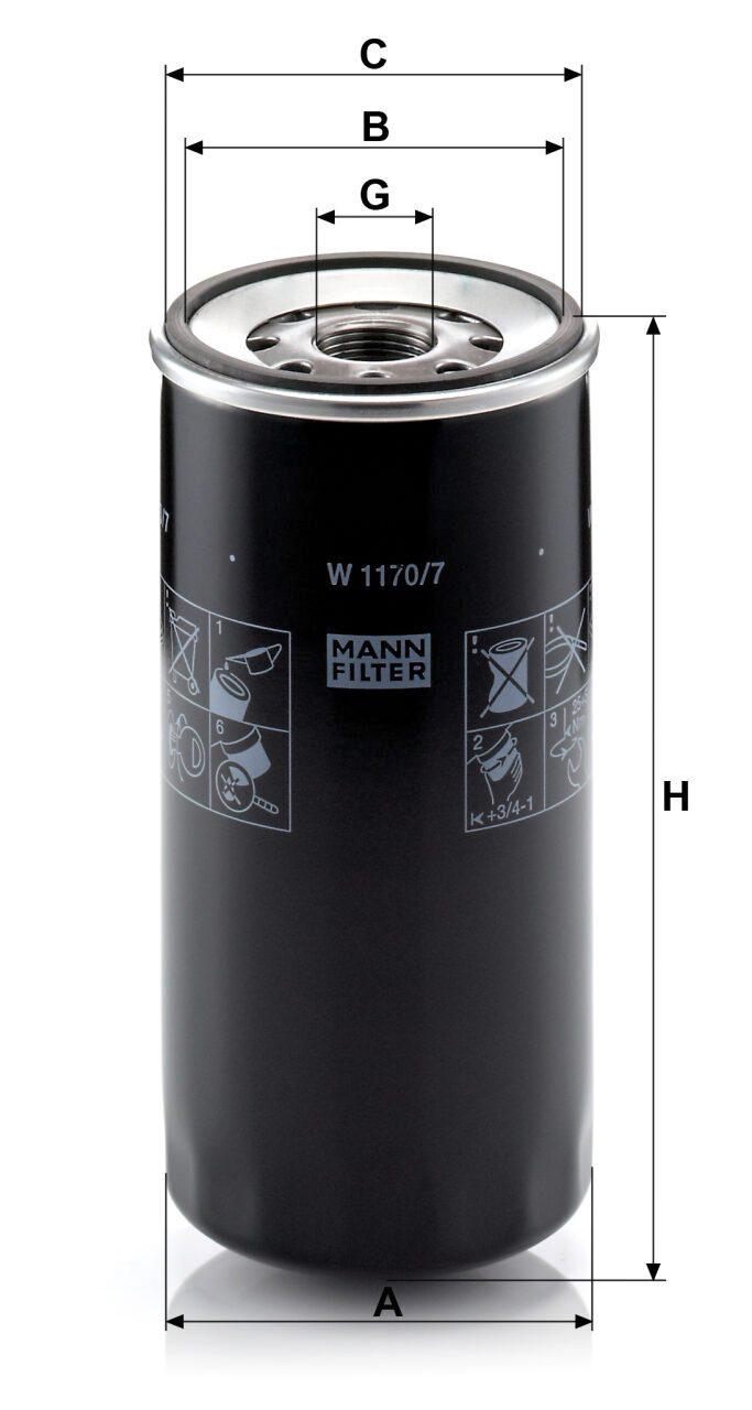 Mann W 1170/7 Oil Filter W11707