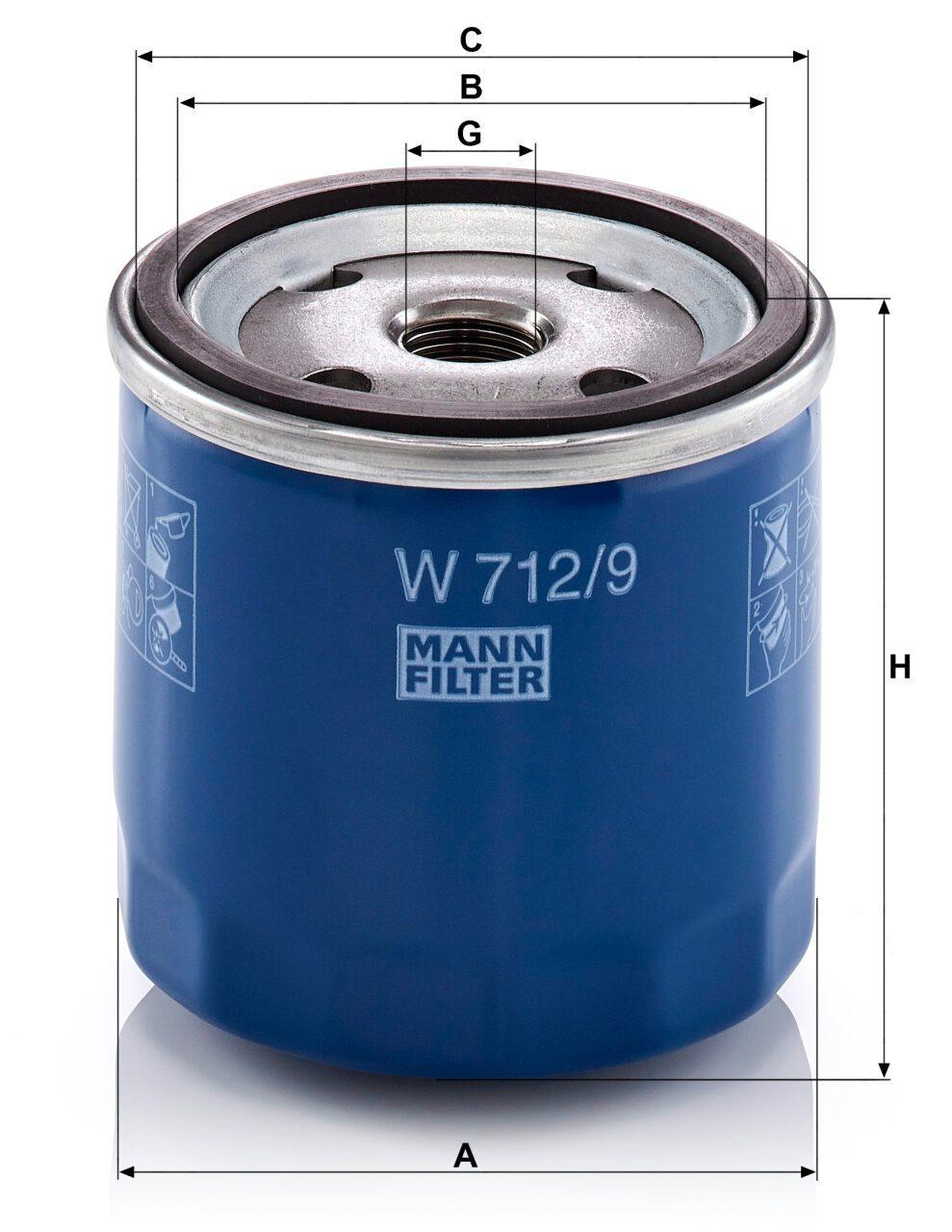 Mann W 712/9 Oil Filter W7129