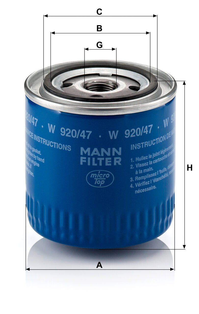 Mann W 920/47 Oil Filter W92047
