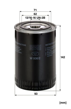 Mann W 936/2 Oil Filter W9362
