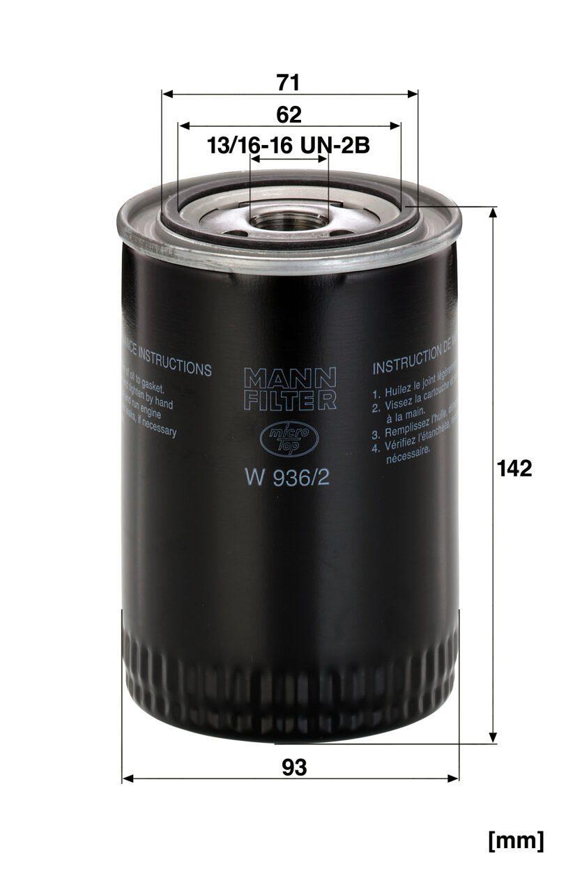 Mann W 936/2 Oil Filter W9362