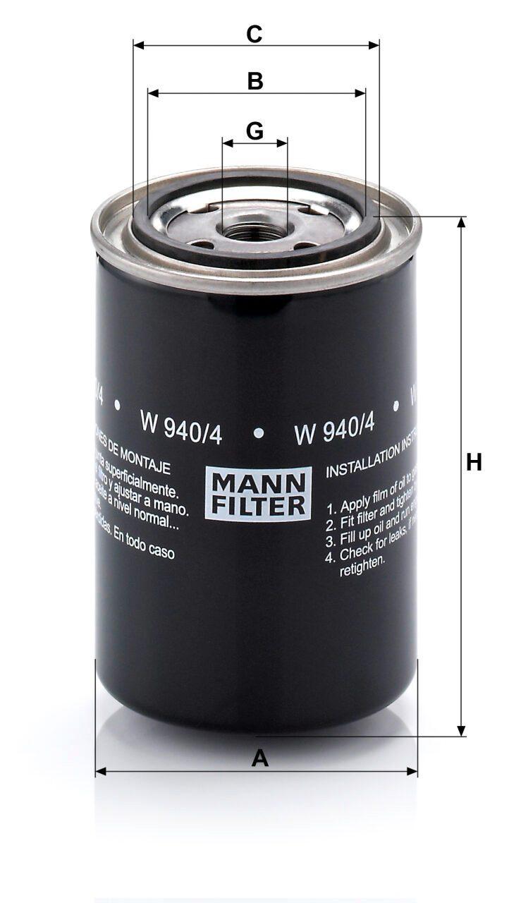 Mann W 940/4 Oil Filter W9404
