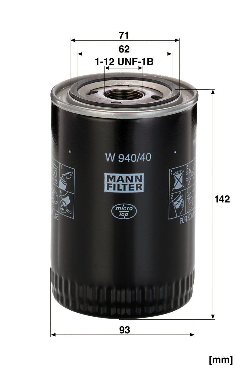 Mann W 940/40 Oil Filter W94040