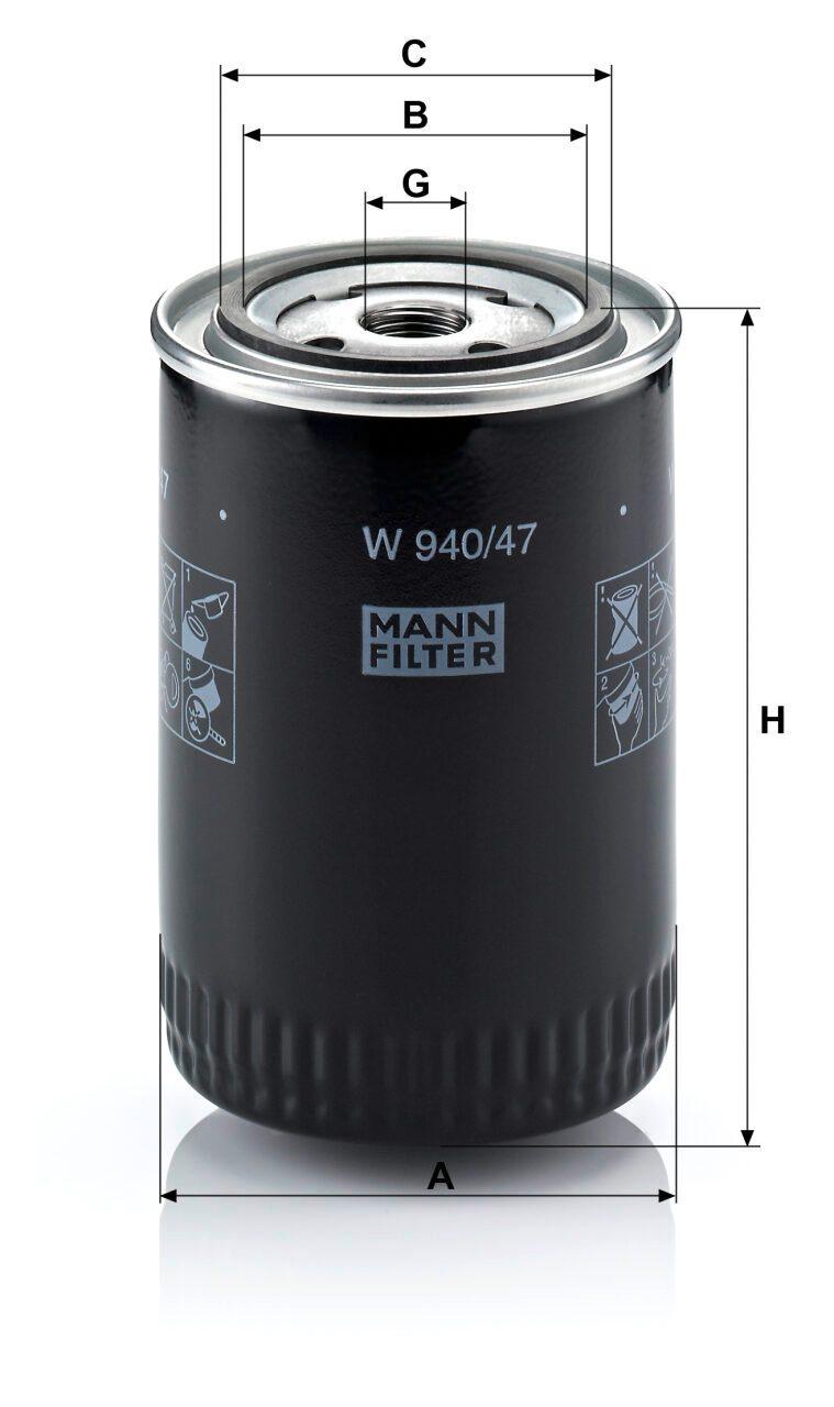 Mann W 940/47 Oil Filter W94047
