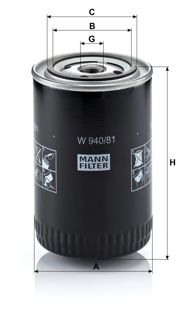 Mann W 940/81 Oil Filter W94081