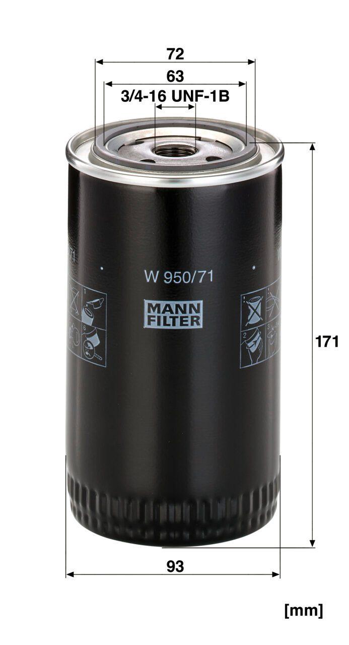 Mann W 950/71 Hydraulic Filter W95071