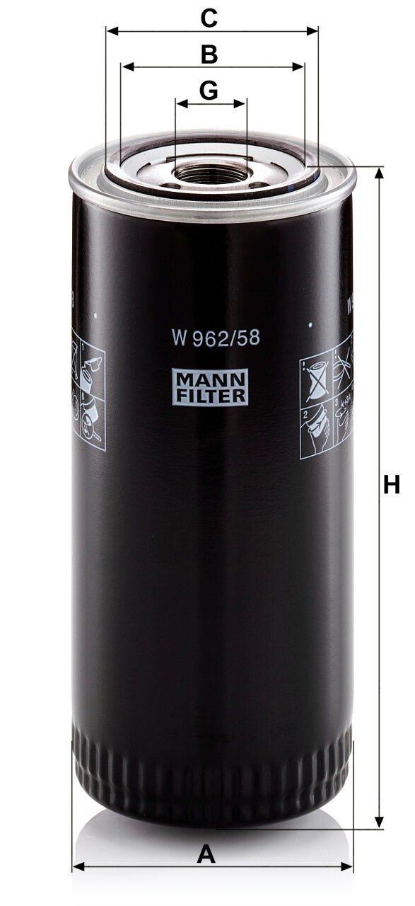Mann W 962/58 Oil Filter W96258