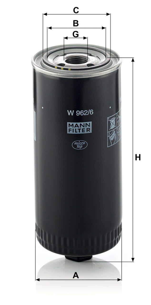 Mann W 962/6 Oil Filter W9626