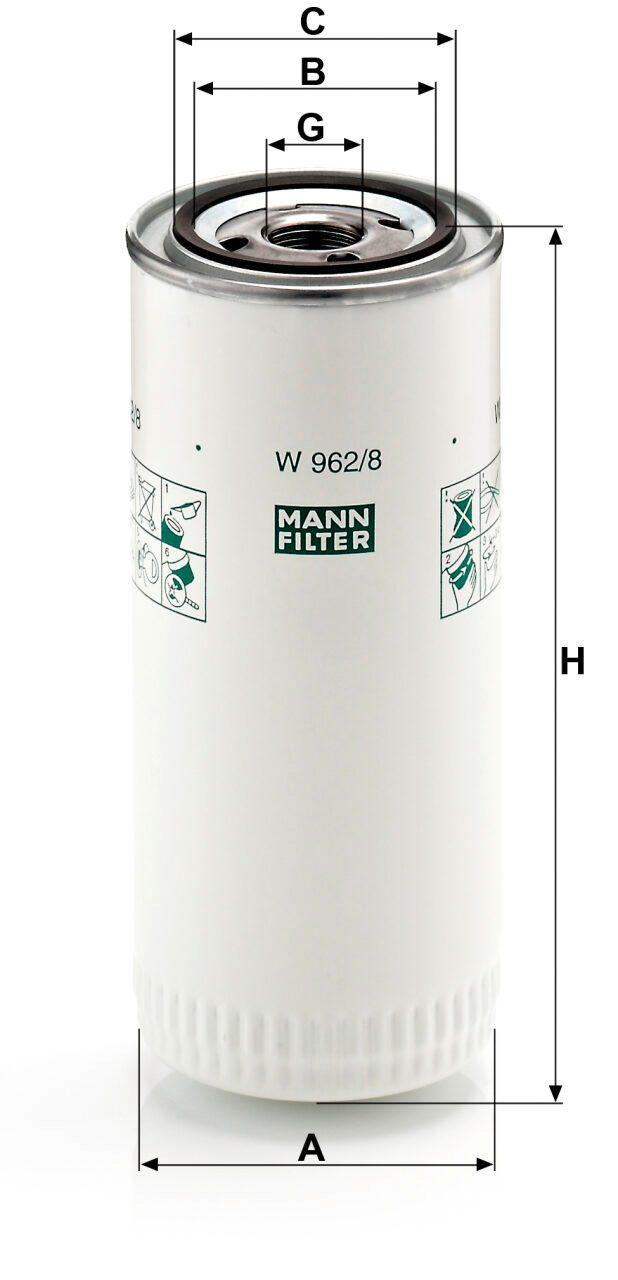Mann W 962/8 Oil Filter W9628