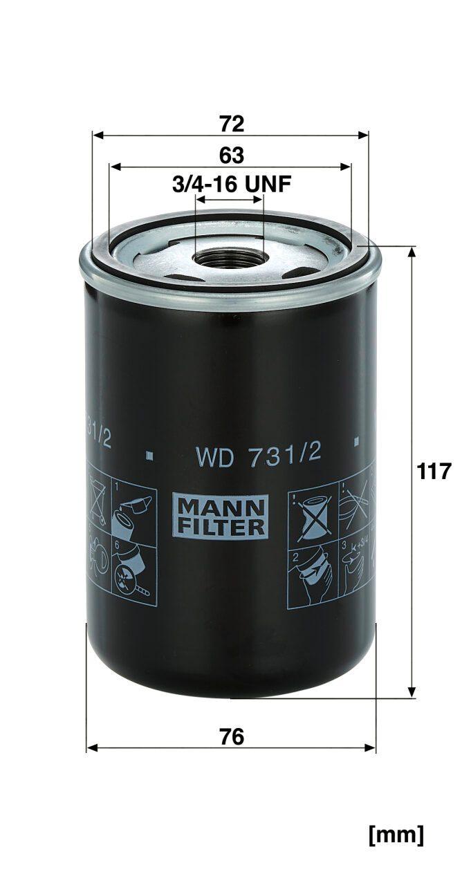 Mann WD 731/2 Oil Filter WD7312