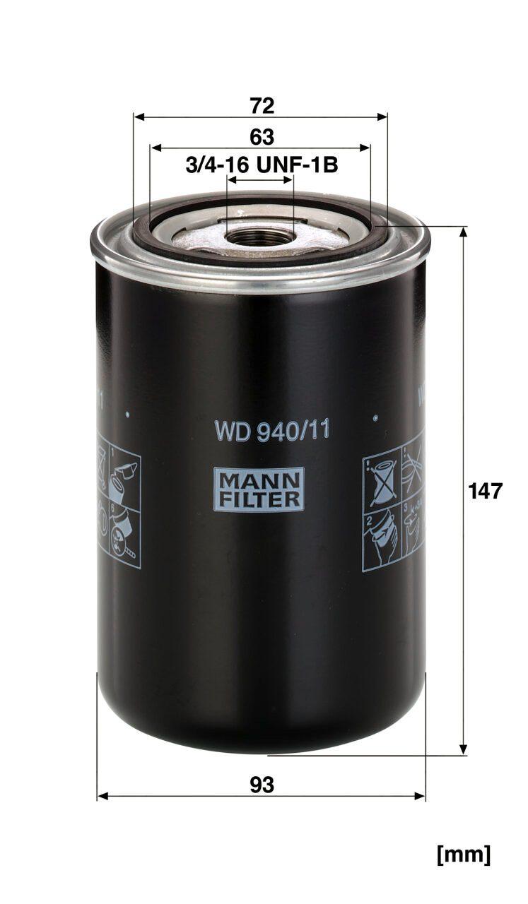 Mann WD 940/11 Hydraulic Filter WD94011