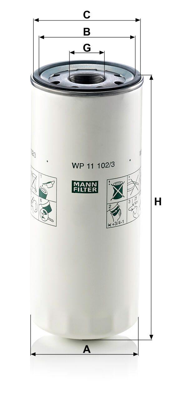 Mann WP 11 102/3 Oil Filter WP111023