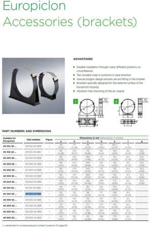 Mann + Hummel EuroPiclon 200 Bracket 171mm 3920040989