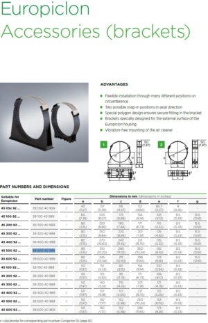 Mann + Hummel EuroPiclon 500 Bracket 260mm 3950040999