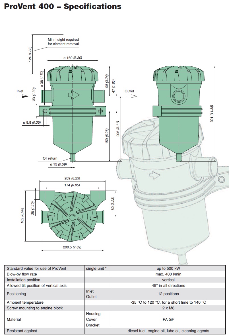Mann Provent¹ 400 Crankcase Breather 3931070700