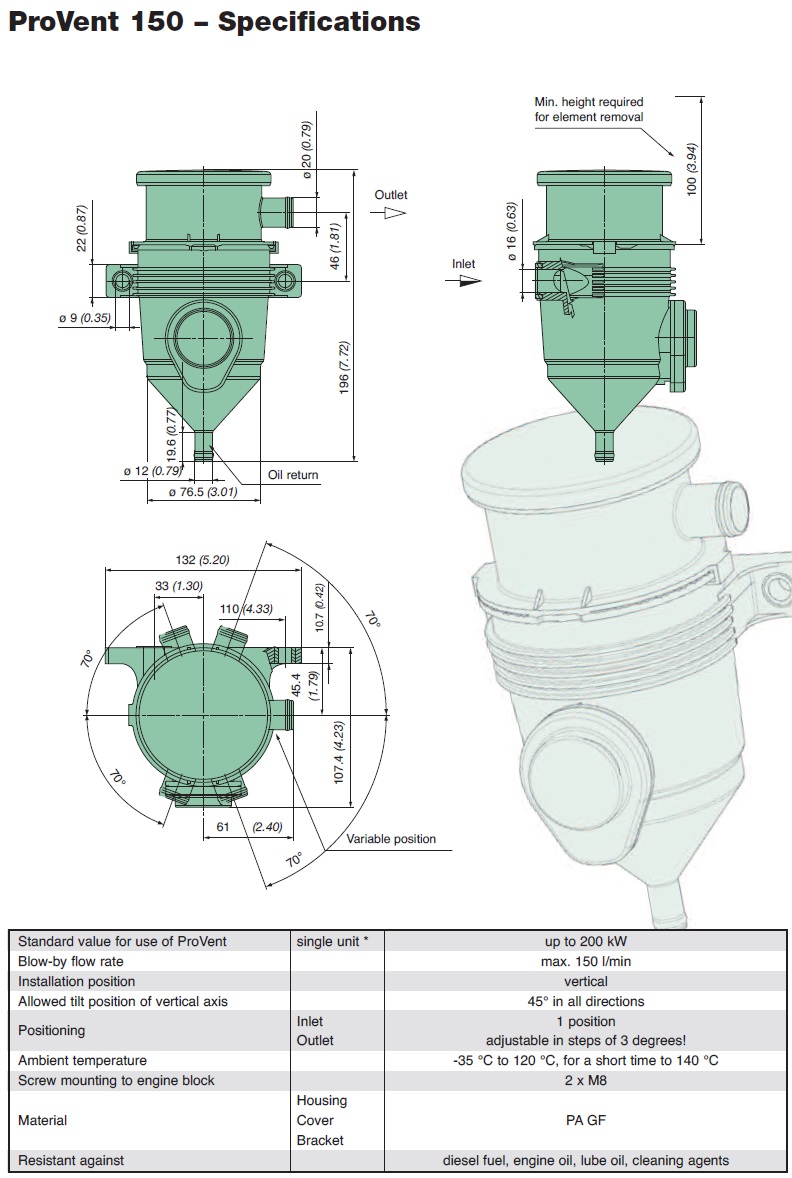 Mann Provent¹ 150 Crankcase Breather 3931070870